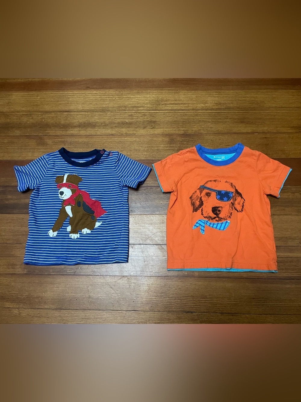 First Impressions & Carters Blue Striped Puppy Tee & Orange Dog Graphic Tee